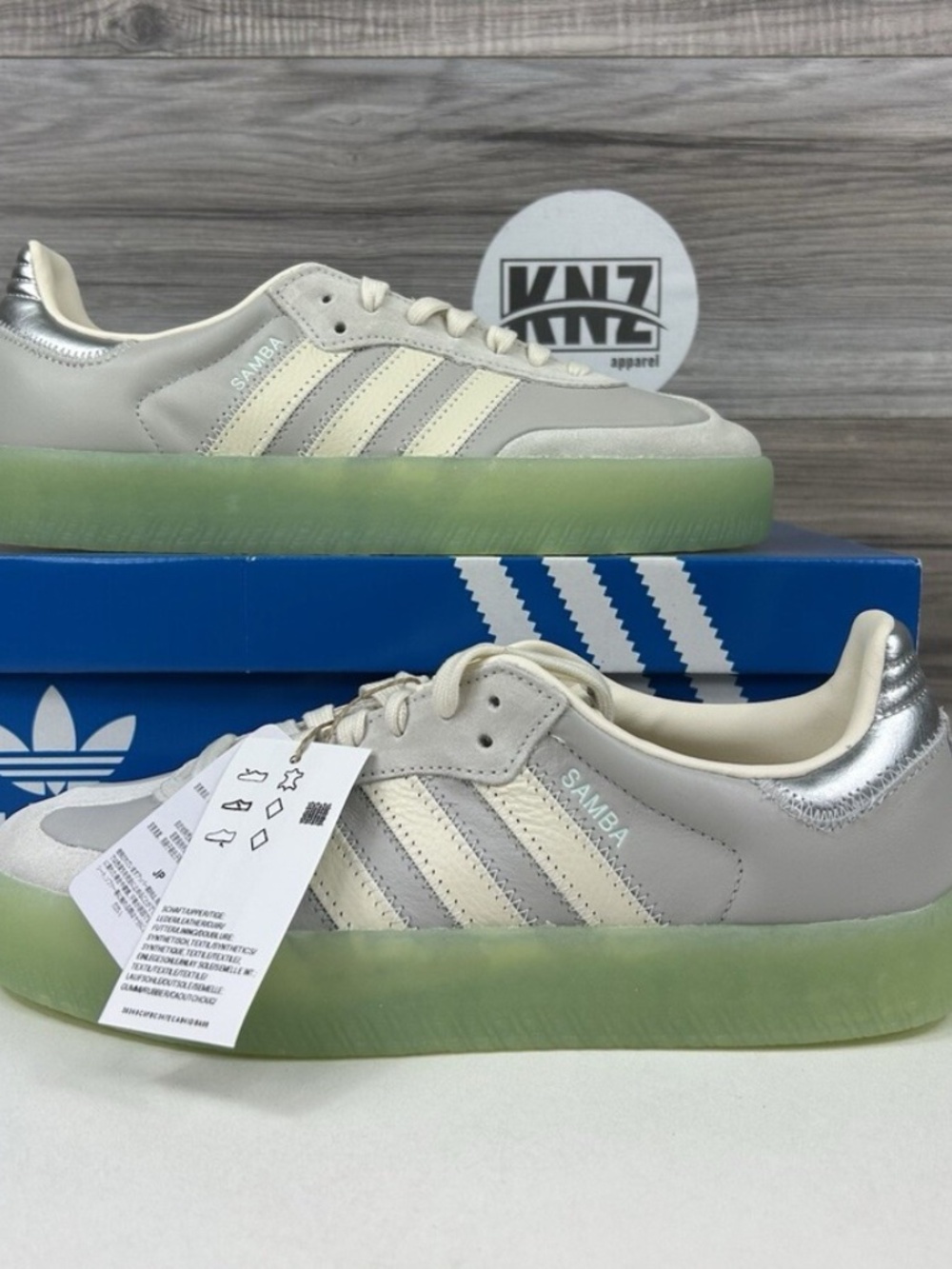 NWT Adidas Sambae W Platform Sneakers Gray Green Silver Women’s US 6 / eu37/23cm - Picture 3 of 8